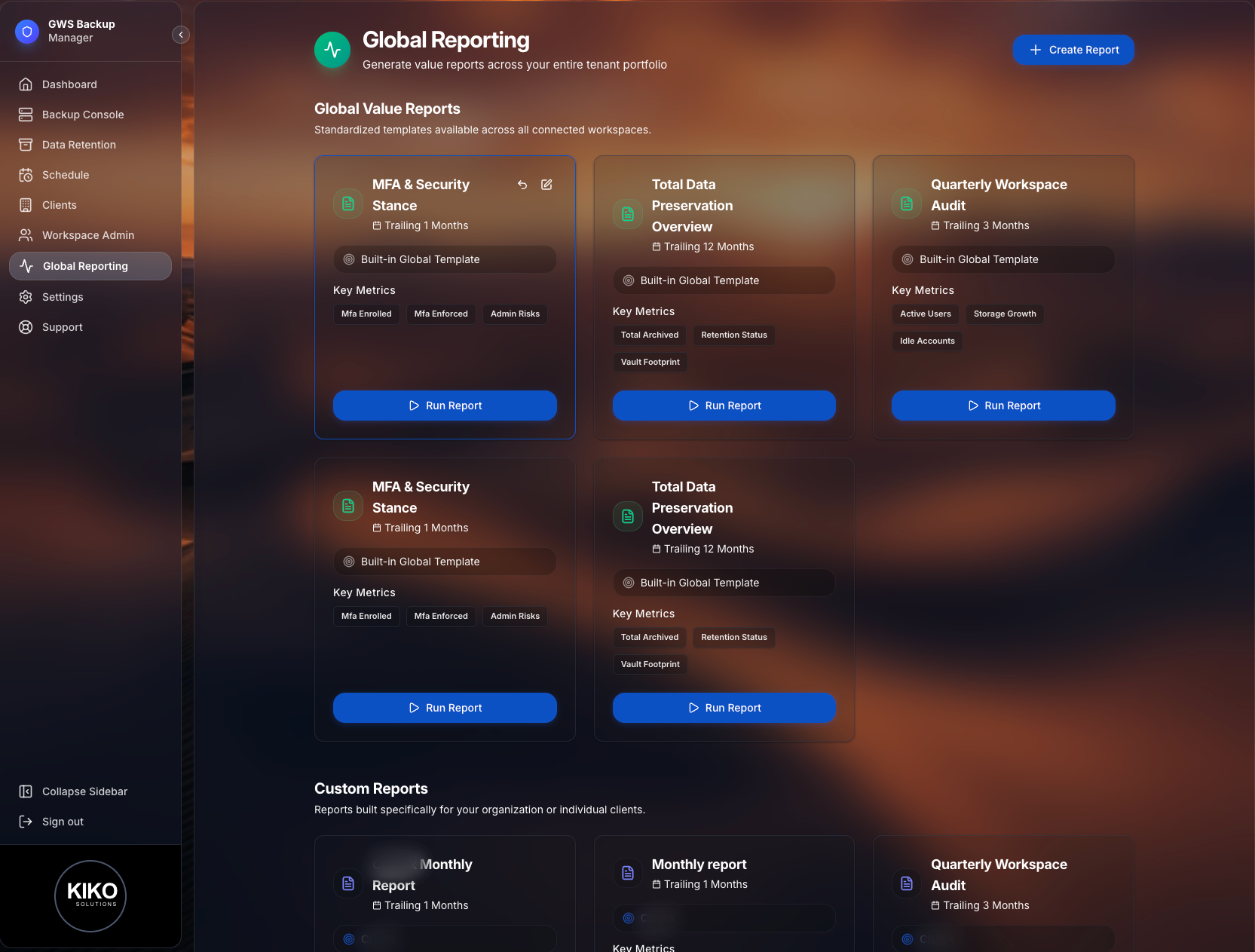 Global Reporting screenshot